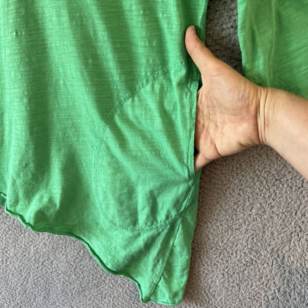 FRESH PRODUCE 3/4 Sleeve Tunic Top Womens XS Kelly Green Pockets Beachy V Neck - Picture 6 of 13